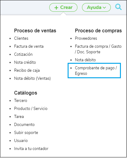 Cómo crear un comprobante de egreso