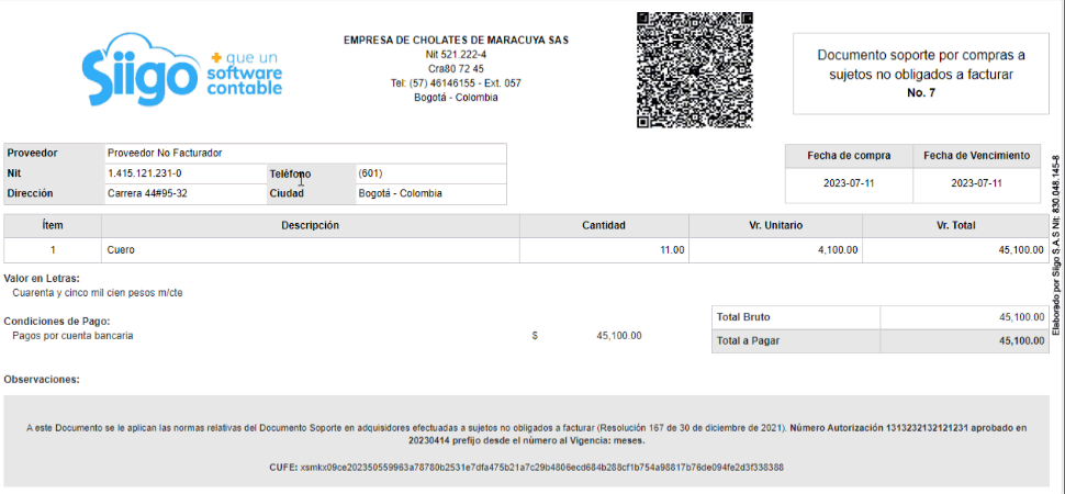 Ejemplo de plantilla factura proforma